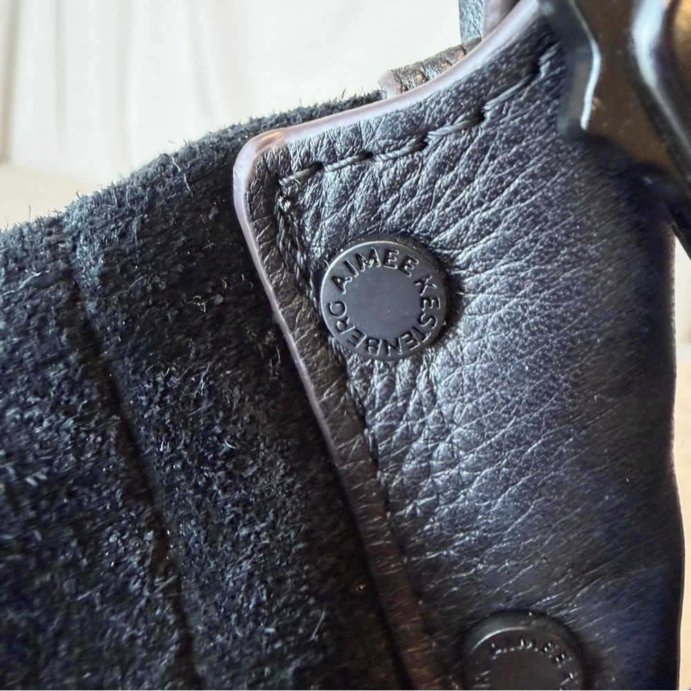Aimee Kestenberg Zen Leather Hobo Black Suede | Convertible Shoulder & Crossbody - Picture 8 of 9